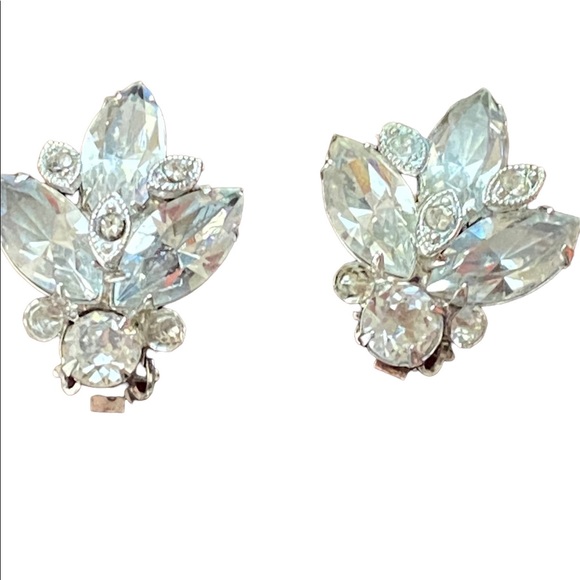 🌹Vintage Eisenberg Wedding Crystal Rhinestone clip Earrings #Prom - Picture 4 of 8